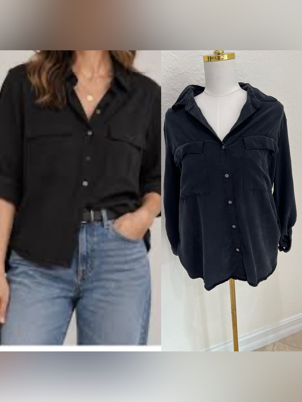 Babaton Black Relaxed Button-Down Shirt